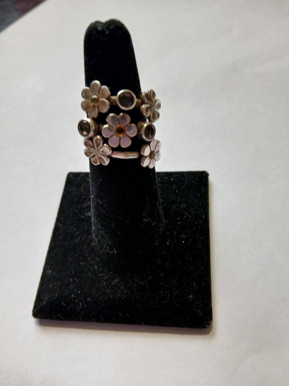 Delicate Pink Enamel Flower Stackable Ring - Women’s Floral Band